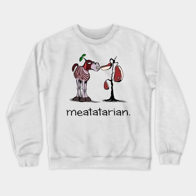 Funny Meatatarian Animal Meat Eating Crewneck Sweatshirt by CrocoWulfo